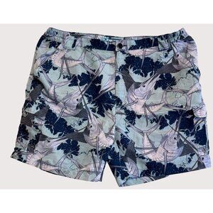 Reel Legends Mens Size XL Outdoors Fishing‎ Marlin Print Cargo Style Shorts